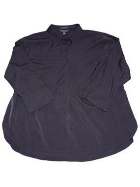 Investments Petites PL Paige Black Blouse 3/4 Length Sleeves Womens EUC